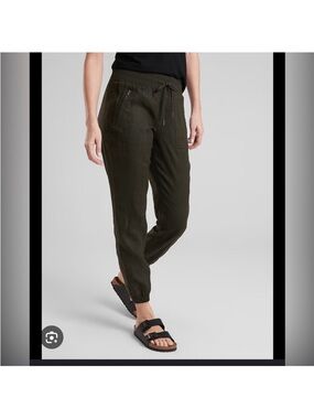 Athleta Linen Jogger Pant Cabo olive green color size 4P